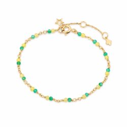 Maja Emulto Armband - Onyx Achat grün gelb vergoldet - MEB-3236-OG-AGY