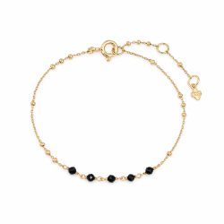 Maja Emulto Armband - Spinell facettiert schwarz vergoldet - MEB-3355-SLB