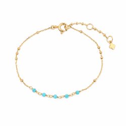 Maja Emulto Armband - Türkis facettiert 925 Silber vergoldet - MEB-3355-TQS