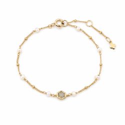 Maja Emulto Armband - Labradorit Perle vergoldet weiß - MEB-3394-L-PW