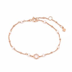 Maja Emulto Armband - Rosenquarz Perle rosegold facettiert - MEB-3394-RQ-PW