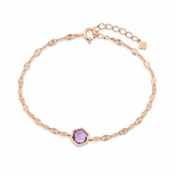 Maja Emulto Armband - Amethyst facettiert 925 Silber vergoldet lila - MEB-3880-AB