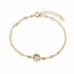 Maja Emulto Armband - grüner Amethyst facettiert vergoldet - MEB-3880-AG