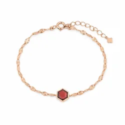 Maja Emulto Armband - Granat facettiert rosegold Hexagon - MEB-3880-G