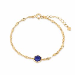 Maja Emulto Armband - Lapis Lazuli blau 925 Silber vergoldet - MEB-3880-LL