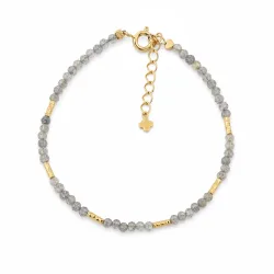 Maja Emulto Armband - Labradorit facettiert grau vergoldet - MEB-4125-L