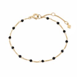 Maja Emulto Armband - Spinell facettiert schwarz 925 Silber vergoldet - MEB-4128-SLB