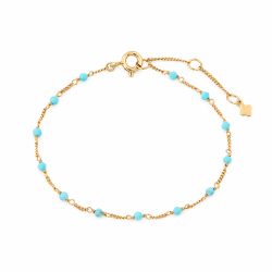 Maja Emulto Armband - silbervergoldete Kette mit türkisfarbenen Steinen - MEB-4128-TQS