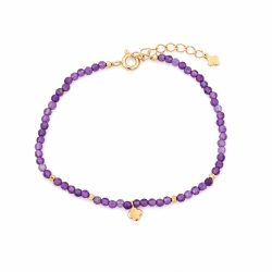 Maja Emulto Armband - Amethyst facettiert vergoldet Kleeblatt - MEB-4132-AB