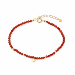Maja Emulto Armband - Onyx rot vergoldet Kleeblatt - MEB-4132-OR