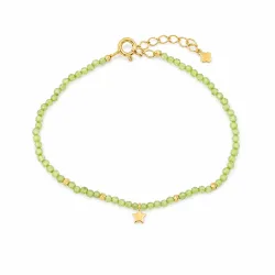 Maja Emulto Armband - Peridot facettiert grün vergoldet Stern - MEB-4133-P