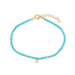 Maja Emulto Armband - Türkis facettiert vergoldet Stern - MEB-4133-TQS