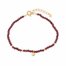 Maja Emulto Armband - Granat facettiert vergoldet Herz - MEB-4134-G