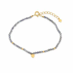Maja Emulto Armband - Labradorit grau gold Herz - MEB-4134-L