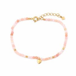 Maja Emulto Armband - Opal rosa facettiert vergoldet Herz - MEB-4134-OP