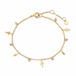 Maja Emulto Armband - facettierte Steine goldfarben Kreuz Rauten - MJB-004-L