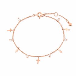 Maja Emulto Armband - Perle rosegold Kreuz - MJB-004-PW