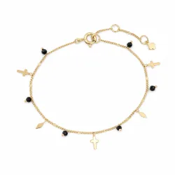 Maja Emulto Armband - Spinell facettiert schwarz vergoldet - MJB-004-SLB
