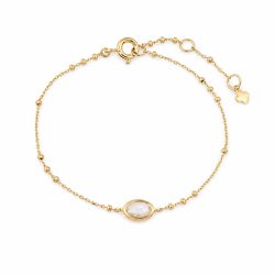 Maja Emulto Armband - Mondstein facettiert 925 Silber vergoldet gold - MJB-005-MR