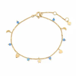 Maja Emulto Armband - Chalcedon blau vergoldet Herz Stern Mond - MJB-006-CBT