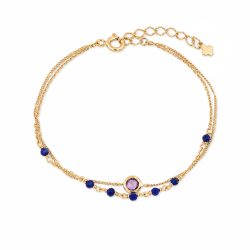 Maja Emulto Armband - Amethyst Lapis Lazuli vergoldet - MJB-003-AB-LL