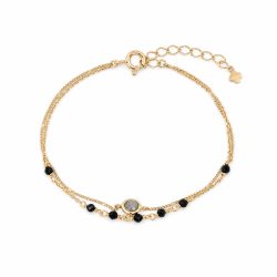 Maja Emulto Armband - Labradorit Spinell goldfarben vergoldet - MJB-003-L-SLB