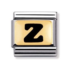 Nomination Classic - SCHWARZE BUCHSTABEN Edelstahl und 18K-Gold (Z)