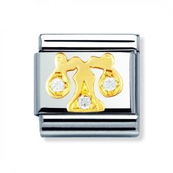 Nomination Classic - STERNZEICHEN Edelstahl, 18K-Gold und Cubic Zirc. (Waage)
