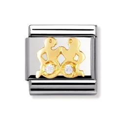 Nomination Classic - STERNZEICHEN Edelstahl, 18K-Gold und Cubic Zirc. (Zwilling)