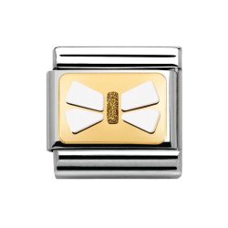Nomination Classic - Emaille, Gold - Schleife Weiß - 030280/41
