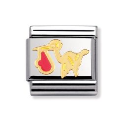 Nomination Classic - DAILY LIFE Edelstahl, Email und 18K-Gold (Storch ROSA)