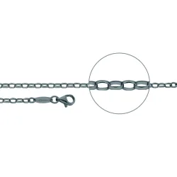 Der Kettenmacher Halskette - Ankerkette Oval Schwarz - A1B