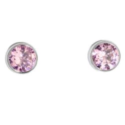 Schneider Basic Ohrstecker - Weißgold - Rosa Zirkon groß - ZS35