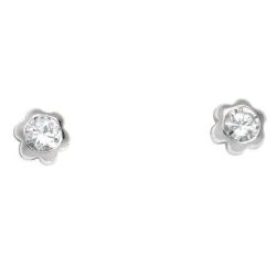 Schneider Basic Ohrstecker - Weißgold - Blumen mit Zirkon - ZS28