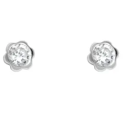 Schneider Basic Ohrstecker - Weißgold - Blumen mit Zirkon - ZS27