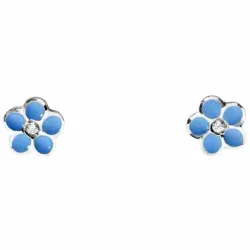 Schneider Basic Ohrringe - Weißgold - Blume mit blauen Email - KI45