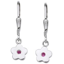 Schneider Basic Ohrringe - Silber - Blume hängend Rosa - SK04