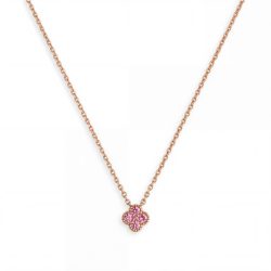 Palido Halskette - Palido Kleeblatt Halskette 18K Roségold mit Pink Saphir - S6335R