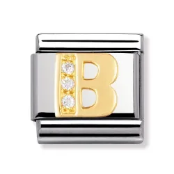 Nomination Classic - BUCHSTABEN Edelstahl, 18K-Gold und Cubic Zirc. (B)