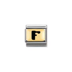 Nomination Classic - SCHWARZE BUCHSTABEN Edelstahl und 18K-Gold (F)