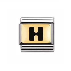 Nomination Classic - SCHWARZE BUCHSTABEN Edelstahl und 18K-Gold (H)