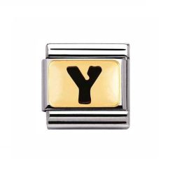 Nomination Classic - SCHWARZE BUCHSTABEN Edelstahl und 18K-Gold (Y)
