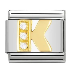 Nomination Classic - BUCHSTABEN Edelstahl, 18K-Gold und Cubic Zirc. (K)
