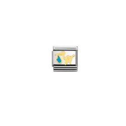 Nomination Classic - DAILY LIFE Edelstahl, Email und 18K-Gold (Storch HELLBLAU)