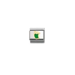 Nomination Classic - FRUITS Edelstahl, Email und 18K-Gold (Apfel GRUN)