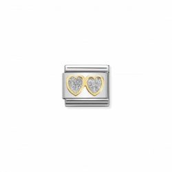 Nomination Classic - Composable Classic - DOPPELTE GLITZER HERZEN - 030220/01