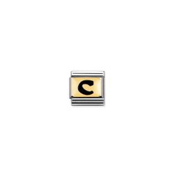Nomination Classic - SCHWARZE BUCHSTABEN Edelstahl und 18K-Gold (C)