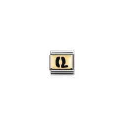 Nomination Classic - SCHWARZE BUCHSTABEN Edelstahl und 18K-Gold (Q)