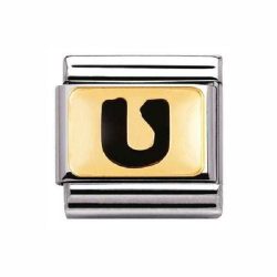 Nomination Classic - SCHWARZE BUCHSTABEN Edelstahl und 18K-Gold (U)