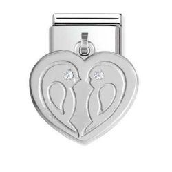 Nomination Classic - Composable Classic Charm - Silber, Zirkonia - Herz mit Tauben - 031710/31